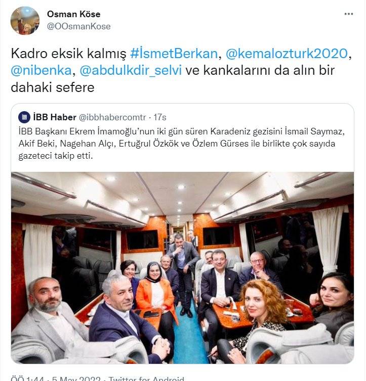 İmamoğlu'nun otobüsündeki gazeteciler tartışılıyor: Kadro eksik kalmış, kankalarını da alın 4